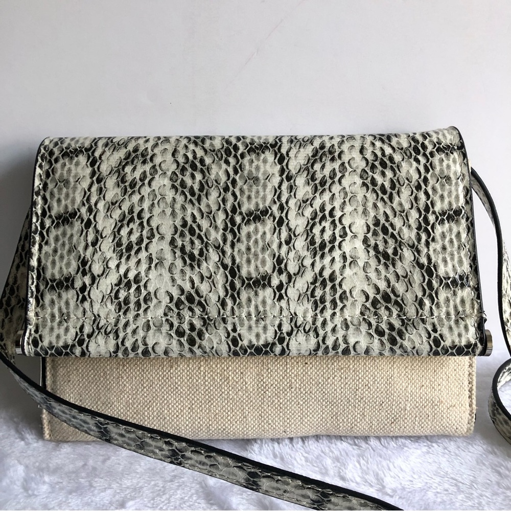 Alfani Mini Toggle Crossbody, Linen-snake, NWT